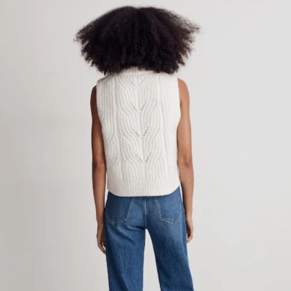 Madewell Ivory Cable Knit Sleeveless Sweater Tank - Picture 3 of 14
